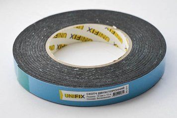 Стрічка клейка двостороння на спіненій основі 19 мм*10 м чорна UNIFIX PN-1910 PN-1910 фото