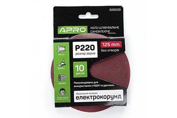 Круг шлифовальный без отверстий (на липучке) &Oslash;125мм P220 (10шт) APRO 828009 828009 фото