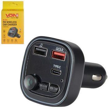 Модулятор FM, VOIN W-3304, 12-24V 2 USB QC3.0, 1 Type C, BT5.0, Hands free W-3304 фото