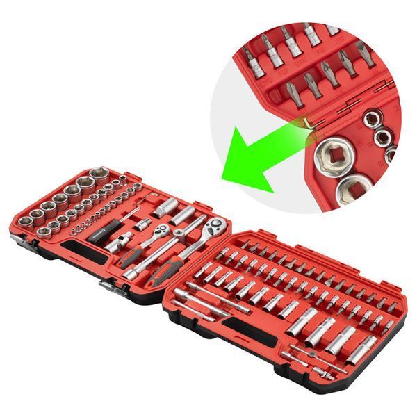 Набір інструментів на 2 трещітки1/2" - 1/4" 94 од. INTERTOOL ET-9094 (ET-6094SP) ET-9094 фото
