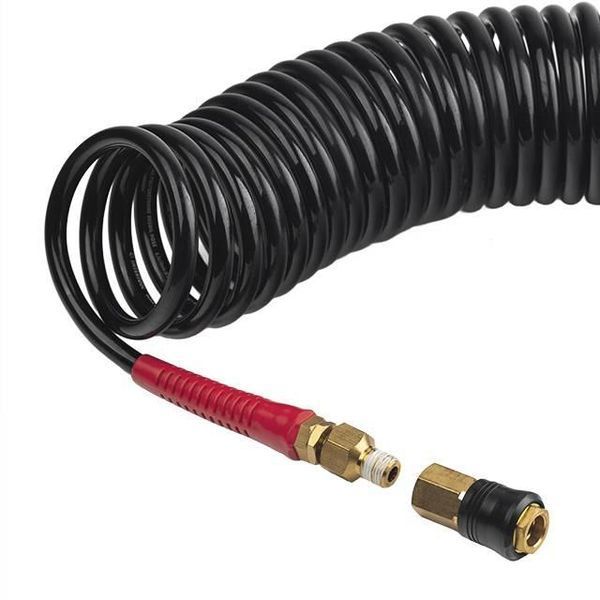 Шланг BLACK M-Flex 6,5х10мм, 15м спіральний поліуретановий з поворотним шарніром, латунними швидкороз'ємними з'єднаннями STORM PT-1794 фото