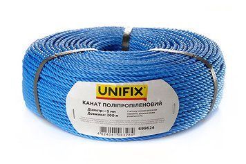 Канат полипропиленовый 5мм 200м UNIFIX 699624 699624 фото