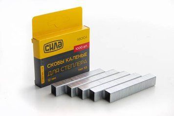 Скобы для степлера 14*11,3*0,7mm, (каленые, квадратные) (1000шт) СИЛА 680105 680105 фото