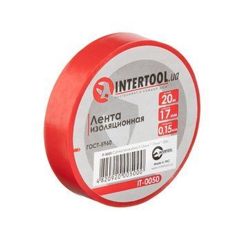 Стрічка ізоляційна 0.15 мм*17 мм*20 м червона INTERTOOL IT-0050 IT-0050 фото