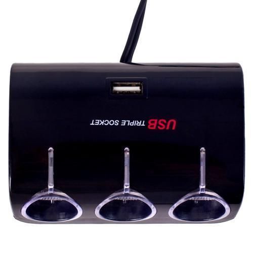 Розгалужувач прикурювача PULSO 3 виходи + 1USB 1000mA 12/24V SC-3073 (SC-3073) SC-3073 фото