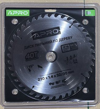 Диск пиляльний для дерева 230х32 (30) х 40Т APRO 830202 830202 фото