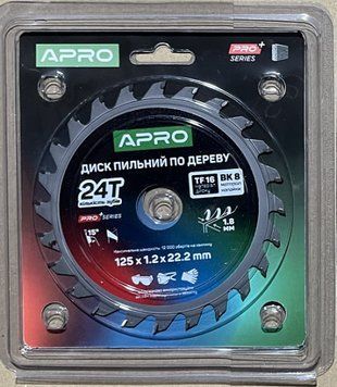 Диск пиляльний для дерева 125х22.2 мм 24Т APRO PRO 830108 830108 фото