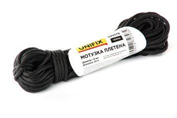 Веревка плетеная 5мм, 20м черная UNIFIX 699579 699579 фото