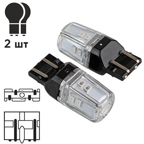 Лампа PULSO/габаритная/LED 7443/W3x16q/12SMD-2835/2контакта/9-36v/120/50lm/RED (LP-66443R) LP-66443R фото