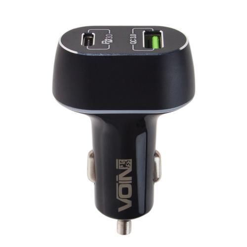 Автомобильное зарядное устройство VOIN 63W, 1USB QC3.0 18W + 1PD 45W, 12/24V (C-63202Q) C-63202Q фото