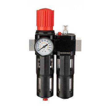 Блок підготовки повітря 1/2", 5 мкм, 1800 л/хв, метал, професійний INTERTOOL PT-1434 PT-1434 фото