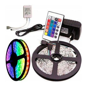 Комплект Светодиодная Лента Влагозащищенная LED 5050 SMD RGB 12v с Контроллером+Пульт (питание от 220В) 11347 фото