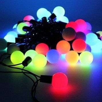 Гирлянда новогодняя светодиодная Шарики Матовые (15 мм), 200 LED-лампочек, 10 метров, Разноцветная RD7777 фото