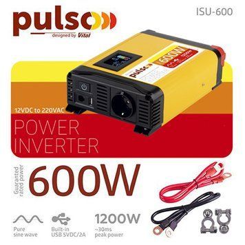Перетворюва. напруги PULSO/ISU- 600/12V-220V/600W/LCD/USB-5VDC2.0A/син.хвиля/клемми ISU-600 фото