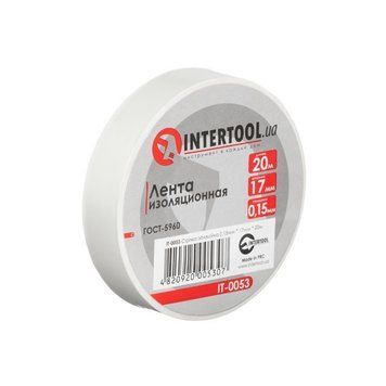 Стрічка ізоляційна 0.15 мм*17 мм*20м біла INTERTOOL IT-0053 IT-0053 фото