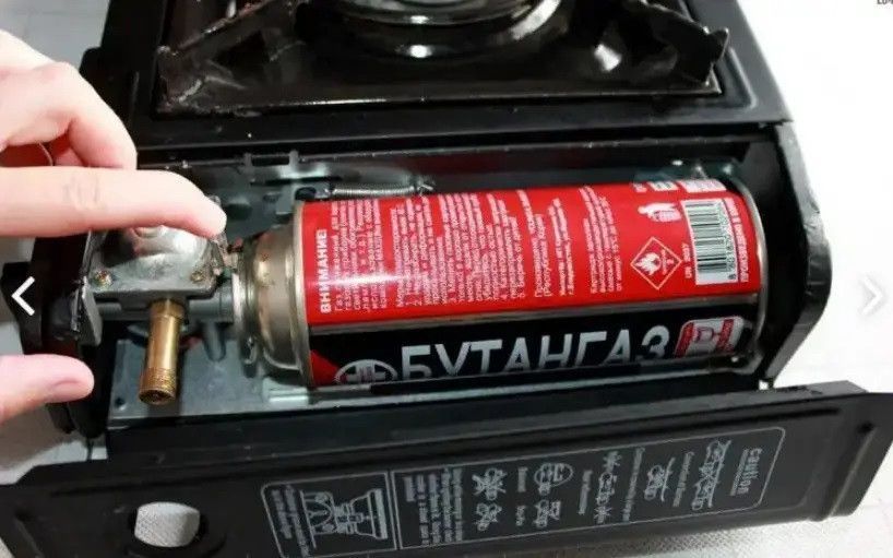 Плитка газова одноконфорочна, п'єзопідпалювання, під газові балони бутан і пропан-бутан + 4 балончики 20644 фото
