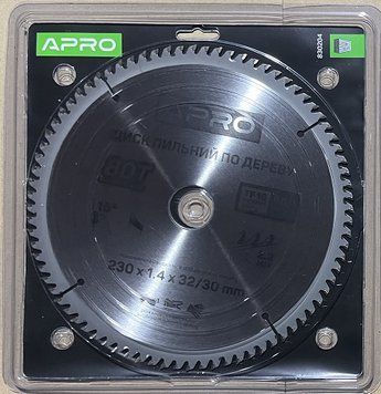 Диск пиляльний для дерева 230х32 (30)х80Т APRO 830204 830204 фото