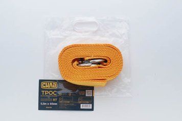 Трос буксировочный 5,5м*65мм 8т (крюк) (пакет) СИЛА 284038 284038 фото