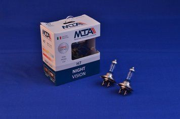 Лампа автомобильная H7 12V 55W PX26D NIGHT VISION +80% (2шт) (ближняя/дальняя, противотуманная) MTA 80715 NVB2 80715 NVB2 фото