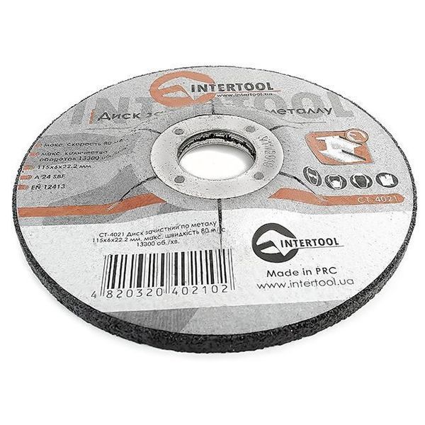 Диск зачисний для металу 115x6x22,2 мм INTERTOOL CT-4021 CT-4021 фото
