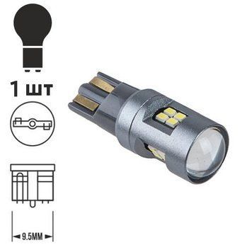 Лампа діодна T-10 -16SMD-2016 лінза 12-30 V 10845 T-10-2016-16 фото