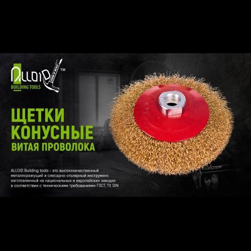 Alloid. Щітка конусна "витий дріт" 115 мм, М14х2 (WB-30115) WB-30115 фото