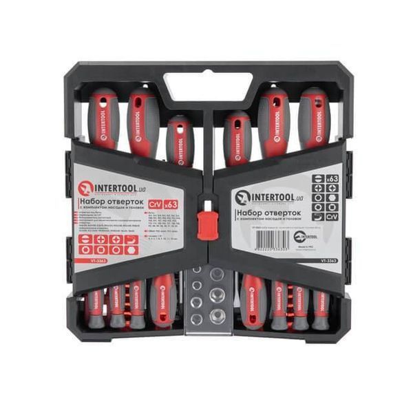 Набор отверток с комплектом насадок и головок 63 ед INTERTOOL VT-3363 VT-3363 фото
