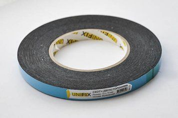 Стрічка клейка двостороння на спіненій основі 12 мм*10 м чорна UNIFIX PN-1210 PN-1210 фото