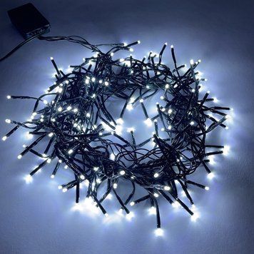 Гирлянда новогодняя светодиодная, 200 LED лампочек, 18 метров. Белый цвет (Черный провод) RD7131 фото
