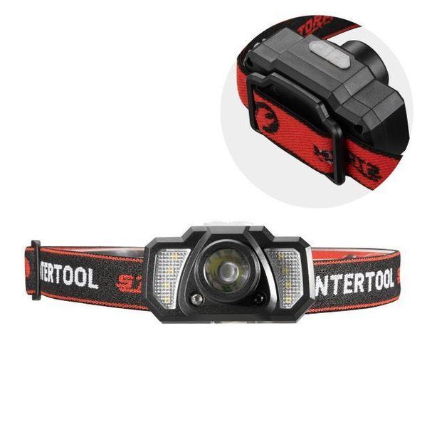 Ліхтар налобний акумуляторний XPE+6SMD+2RED LED, 7 режимів роботи, сенсор, STORM INTERTOOL LB-0311 LB-0311 фото