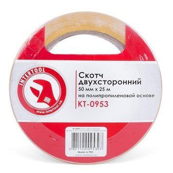 Скотч двухсторонний 50 мм*25 м на полипропиленовой основе INTERTOOL KT-0953 KT-0953 фото