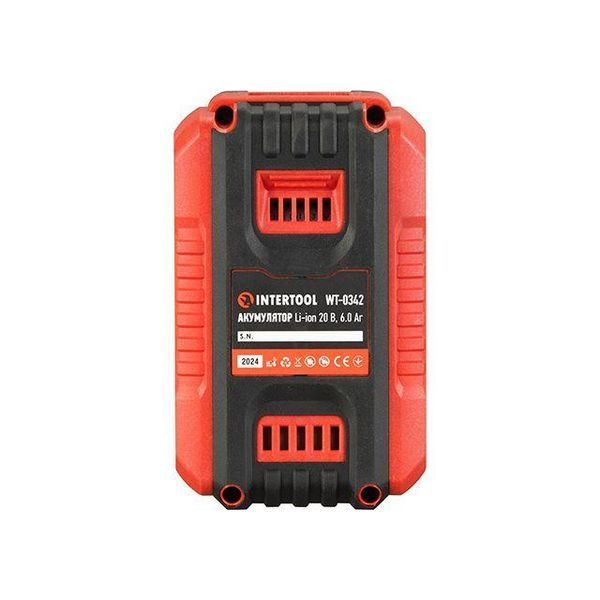Акумулятор 20 В, літій-іон, 6.0 Ач, індикатор рівня заряду INTERTOOL WT-0342 WT-0342 фото