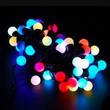 Гирлянда новогодняя светодиодная Шарик Матовый (4 мм), 100 LED-лампочек, 9 метров. Микс (Разноцветная) RD7172 фото