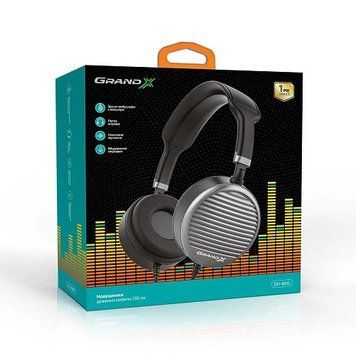 Навушники закриті з мікрофоном Grand-X EH-86G Grey EH-86G фото