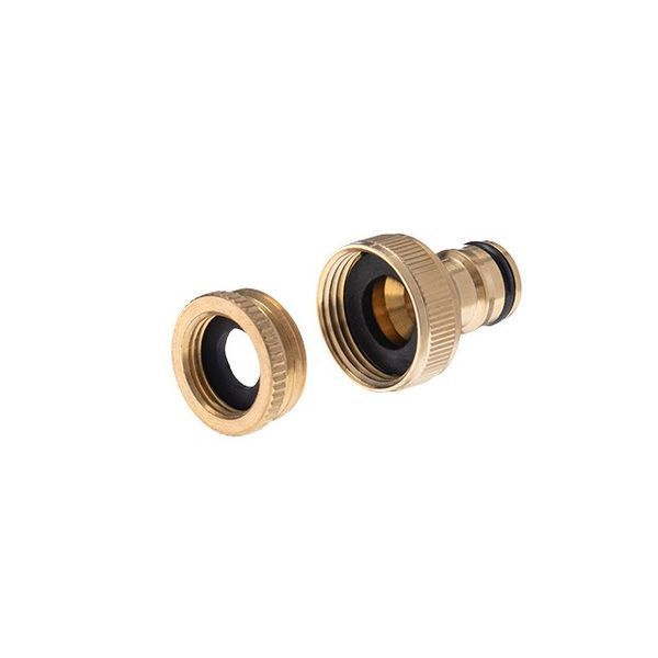 Комплект насадка латунная для полива 1/2", коннектор с аквастопом 1/2", коннектор 1/2", INTERTOOL GE-1426 GE-1426 фото
