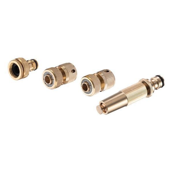 Комплект насадка латунная для полива 1/2", коннектор с аквастопом 1/2", коннектор 1/2", INTERTOOL GE-1426 GE-1426 фото