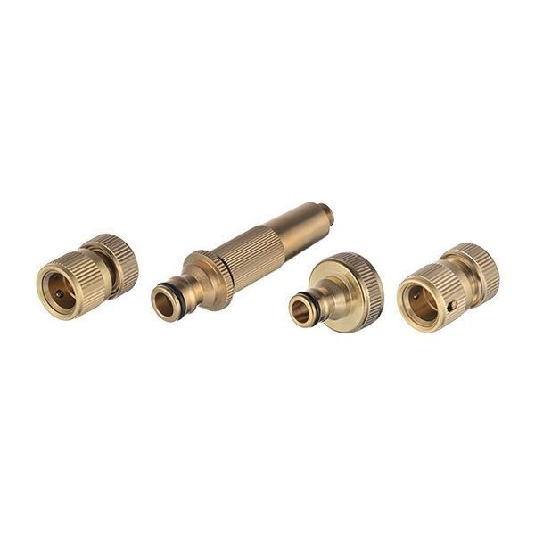 Комплект насадка латунная для полива 1/2", коннектор с аквастопом 1/2", коннектор 1/2", INTERTOOL GE-1426 GE-1426 фото