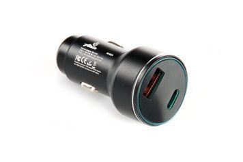 Автомобильное зарядное устройство USB/Tipe-C (12/24V - 5V 3A) черное с подсветкой 12 Atelie 951809 951809 фото