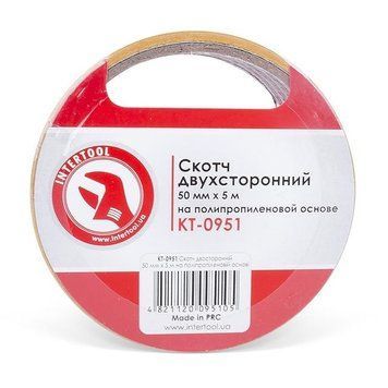 Скотч двухсторонний 50 мм*5 м на полипропиленовой основе INTERTOOL KT-0951 KT-0951 фото