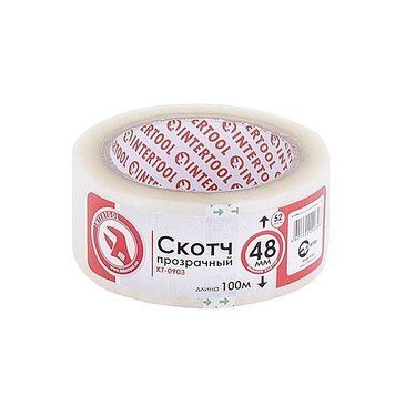 Скотч прозрачный 48мм*100м*52мкм INTERTOOL KT-0903 KT-0903 фото