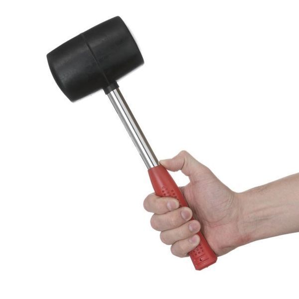 Киянка гумова 900 г. 90 мм, чорна гума, металік. ручка INTERTOOL HT-0233 HT-0233 фото