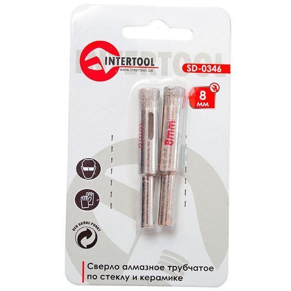 Свердло алмазне трубчасте для скла та кераміки 8 мм INTERTOOL SD-0346 SD-0346 фото