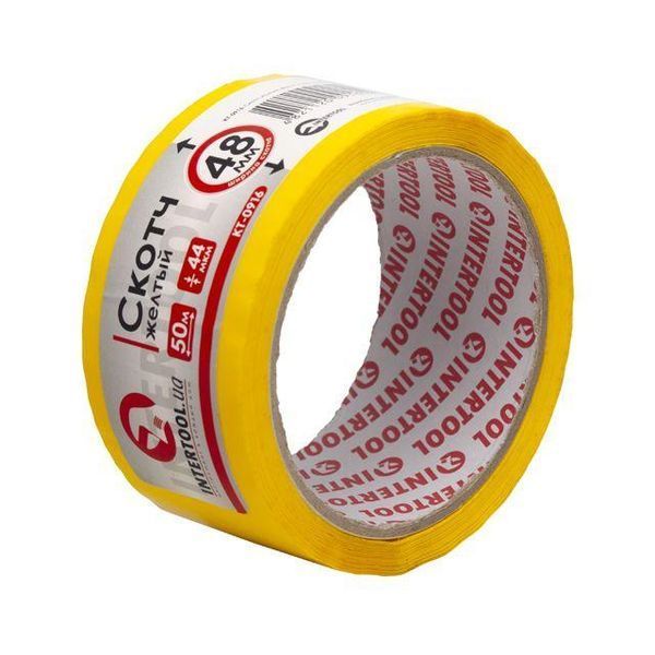 Скотч жовтий 48 мм*50 м*44мкм INTERTOOL KT-0916 KT-0916 фото