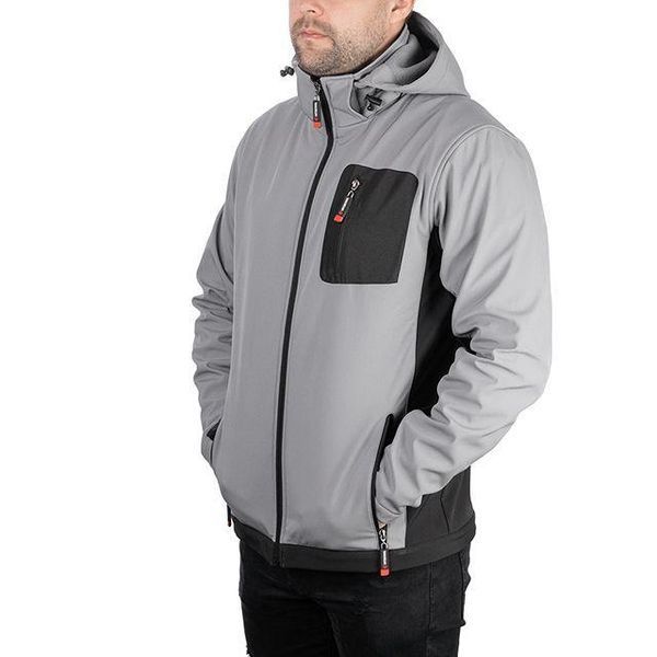 Куртка SOFTSHELL світло&nbsp;сіро-чорна, з капюшоном, тришарова, INTERTOOL SP-3123 SP-3123 фото