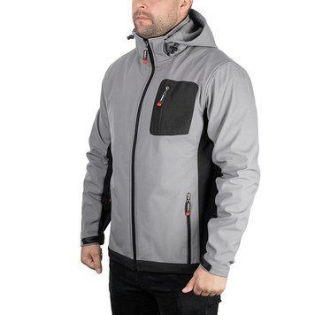 Куртка SOFTSHELL світло&nbsp;сіро-чорна, з капюшоном, тришарова, INTERTOOL SP-3121 SP-3121 фото