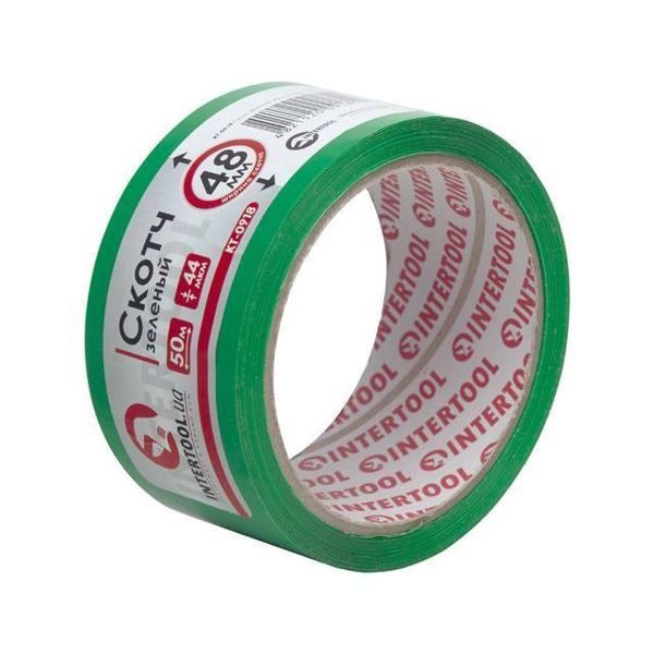 Скотч зелений 48 мм*50 м*44мкм INTERTOOL KT-0918 KT-0918 фото