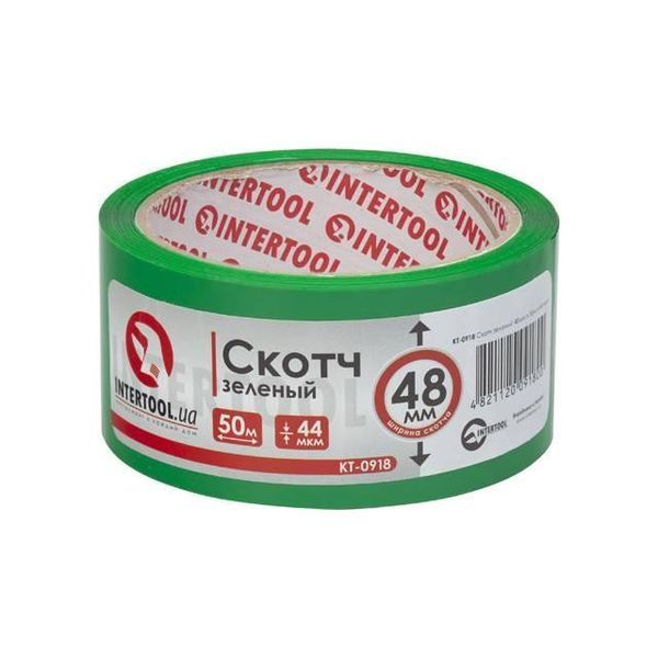 Скотч зелений 48 мм*50 м*44мкм INTERTOOL KT-0918 KT-0918 фото