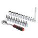 Набор головок 1/4" 4-14 мм., TORX, PH, HEX, SL, удлинитель, рукоятка с храповым механизмом 72 зуба, ET-8018 фото 8