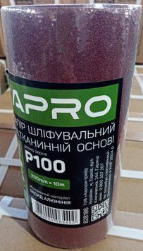 Бумага шлифовальная P100 рулон 200мм*10м (тканевая основа) APRO 828186 828186 фото