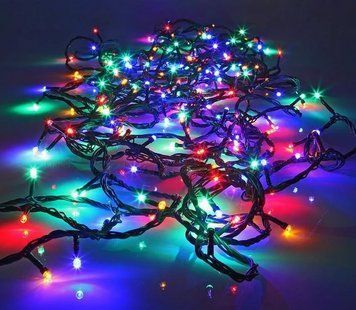 Гирлянда Новогодняя Линза 100LED Провод-Черный, Цвет ламп-Микс RD103 фото